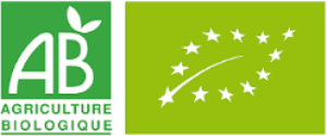 Two logos side by side: 'AB Agriculture Biologique' on the left and 'European Organic' on the right.